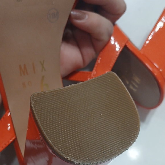 Mix No. 6, Women's Orange Block Heel Sandals, Gentle Used, Sz 11 - Picture 7 of 11